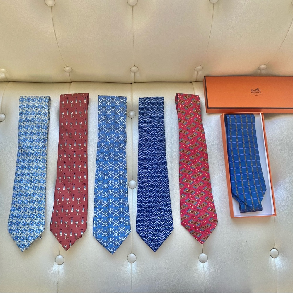 ❌𝗦𝗢𝗟𝗗❌Authentic Hermes (6) Men’s Ties All Excellent Condition
